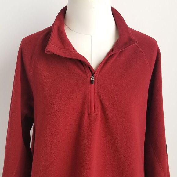 Eddie Bauer Fleece Pullover Mens M Red 1/4 Zip Zipper Sleeve Pocket - Picture 2 of 6